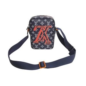 LOUIS VUITTON Upside Down Danube Shoulder Bag Coated Canvas Navy Blue